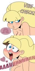 1girls aged_up ahe_gao all_fours bangs blonde_female blonde_hair blonde_hair_female blue_eyes blunt_bangs breast_jiggle chillguydraws cosmiccolorstheuniverse curvaceous curvy curvy_body curvy_female curvy_figure dipper_pines disney disney_channel english_text fanon_couple female female_only frostbiteboi gravity_falls heart-shaped_pupils human light-skinned_female long_hair looking_back meme motion_lines nude_female older_female older_male pacifica_northwest pleasure_face sex sex_toy solo straight straight_hair surprise_sex text vibe_check vibrator