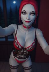 1girls ai_generated choker civitai corset female female_focus female_only gray_body grey_body grey_skin interfusor lingerie lingerie_only petite pink_hair seductive_look slim sole_female solo solo_female tagme vampire vampire_girl vampire_the_masquerade_bloodlines velvet_velour