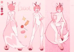 2024 absurd_res anthro deer female fur genitals hair hi_res looking_at_viewer mammal nipples nude one_eye_closed open_mouth pink_body pink_fur pink_hair pink_nipples pussy seductive simple_background smile solo sonofan standing tail wink