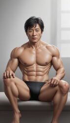 actor ai_generated asian asian_male athlete bulge celebrity daddy dilf east_asian east_asian_male hotmaleaddict69 jackie_chan_(real_person) looking_at_viewer male male_only muscles muscular muscular_male real_person shirtless_male underwear underwear_only