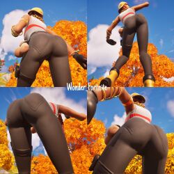 ass ass_focus aura_(fortnite) clothing fortnite fortnite:_battle_royale fully_clothed jeans outdoors red_hair screenshot screenshot_edit wonder_fortnite