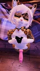 animal_genitalia big_penis erection femboy furry maplekitty maplekitty_(character) naked penis standing vrchat white_hair