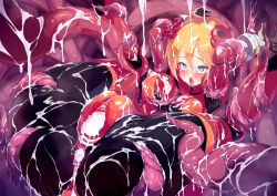 after_sex anus asshole bodysuit breasts covered_in_cum cum cum_in_pussy disgaea disgaea_6 large_breasts mosaic_censoring nippon_ichi_software piyori_nijino pussy skin_tight skinsuit spread_legs tentacle tentacle_on_female