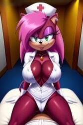 ai_generated anthro ass breasts furry hips magenta_body nurse nurse_cap nurse_uniform oiled pink_hair seductive solo solo_female sonia_the_hedgehog sonic_(series) sonic_underground tagme thighs