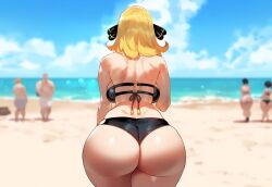 1girls ai_generated ass ass_bigger_than_head ass_expansion ass_focus ass_up back back_view backboob beach big_ass big_butt big_thighs bikini bikini_bottom bikini_top black_bra black_panties blonde_hair breasts butt_focus cynthia_(pokemon) female female_focus female_only from_behind hi_res imminent_sex milf miyuai mother nai_diffusion ocean on_towel pokemon sand solo solo_female solo_focus stable_diffusion sunny thiccwithaq_(ai_style) thick thick_ass thick_butt thick_hips thick_legs thick_thighs thighs wet wide_hips