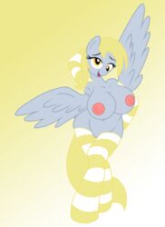 alternate_version_available anthro areola badgerben big_breasts blonde_hair breasts derpy_hooves edit equine erect_nipples female female_focus female_only friendship_is_magic hasbro hi_res hooves horse mammal my_little_pony nipples pegasus pony pussy skullman777 smile solo thighhighs thighs wings yellow_eyes