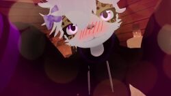 animal_genitalia animal_penis erection face_fucking femboy furry furry_male male_anthro maplekitty maplekitty_(character) partially_clothed penis poorly_tagged pov standing tagme taker_pov video vrchat white_hair