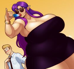 big_breasts blazbaros breasts cleavage drusilla_(blazbaros) female huge_breasts skintight slightly_chubby suggestive sunglasses thick_thighs tinted_eyewear wide_hips