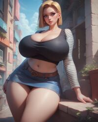 1girls ai_generated android_18 big_breasts c18aiart dragon_ball female_only realistic solo solo_female