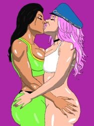 2girls brazilian brazilian_female female kaywest kissing laura_matsuda poison_(final_fight) street_fighter yuri