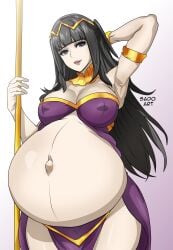 1girls black_hair breasts covered_nipples female fire_emblem fire_emblem_awakening large_breasts nintendo pregnant sado_art tharja_(fire_emblem)