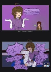 2boys anal apologizing bandage begging begging_to_stop bleeding blueycapsules bosley_boseman boss_and_employee brown_hair clothed crying employee fnaf ginger henry_emily nosebleed on_table pantsless penetration phil_guy philip_guy purple_shirt rape revenge_sex sketchy text_bubble william_afton william_j_afton williamjaftonfucker yaoi