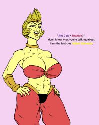 1girls big_breasts breasts cartoon_network cleavage dialogue diamond_authority female first-second gem_(species) huge_breasts shantae_(cosplay) solo steven_universe text yellow_diamond_(steven_universe)