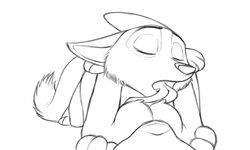 2016 anthro black_and_white breast_lick canine closed_eyes disney duo embrace female female_pov fox furry interspecies judy_hopps lagomorph licking line_art lying maegsker male male_on_top mammal missionary_position monochrome nick_wilde nipples nude on_back on_top pov predator/prey rabbit sex simple_background straight tongue tongue_out white_background zootopia