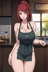 ai_generated aindroidparanoid apron boruto:_naruto_next_generations covered_nipples gray_eyes hard_nipples huge_breasts kitchen kushina_uzumaki long_hair milf naked_apron naruto naruto_(classic) naruto_(series) naruto_shippuden ponytail red_hair silver_eyes stable_diffusion uzumaki_kushina