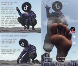 3d barefoot bigiolax city city_destruction comic feet foot_fetish foot_focus giantess giga_giantess macro object_head pov shoes_removed soles stomping tiktok toes