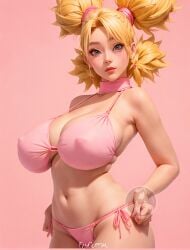 ai_generated bikini bikini_top commission elygordan elygordanart gigantic_ass gigantic_breasts gigantic_butt gigantic_nipples huge_ass huge_balls huge_breasts huge_nipples looking_at_viewer milf naruto naruto_(series) patreon sexy.ai temari temari(genin)