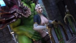 1boy 1girls 3d ahe_gao animated belly_bulge blizzard_entertainment blonde_hair green_skin huge_breasts human human_(world_of_warcraft) interspecies interspecies_sex jaina_proudmoore katherine_proudmoore light-skinned_female light_skin milf moaning mother_and_daughter multicolored_hair orc orc_(warcraft) orc_male orced peeping sex sound tagme thick_thighs vaginal_penetration vaginal_sex video voluptuous voluptuous_female warcraft white_hair wide_hips world_of_warcraft zentaeron