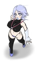 aqua_(kingdom_hearts) bimbofication blue_hair breasts empty_eyes female_only femsub high_heels kingdom_hearts large_breasts large_lips sealguy short_hair thong