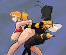 1boy 1girls 2024 anthro bee big_breasts blonde_female blonde_hair blonde_hair_female breasts fat_ass female glewd huge_breasts human insect_boy insect_humanoid insect_wings insects interspecies large_breasts male morgan_hughes partially_clothed partially_clothed_female partially_clothed_male ponytail practically_nude sex straight thecrowartist thehoeartist thehoeartiste vagina vaginal_penetration vaginal_sex worker_bee_(glewd)