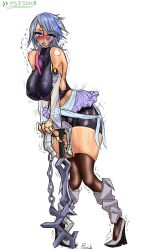 aqua_(kingdom_hearts) bimbofication blue_hair breasts drool female_only femsub heart heart_eyes kingdom_hearts large_breasts plasmid short_hair symbol_in_eyes