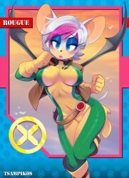 anthro anthro_only bodysuit breasts cameltoe curvy erect_nipples_under_clothes marvel marvel_comics rogue_(x-men)_(cosplay) rouge_the_bat sonic_(series) sonic_the_hedgehog_(series) thick_thighs tsampikos x-men