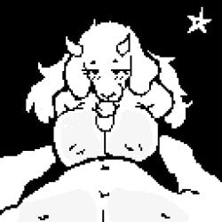 1:1 animated anthro blush bovid breast_play breasts caprine digital_media_(artwork) duo female first_person_view genitals goat heresysheep horn human male male/female mammal nipples paizuri penis pixel_(artwork) sex short_playtime smile smirk toriel undertale undertale_(series)