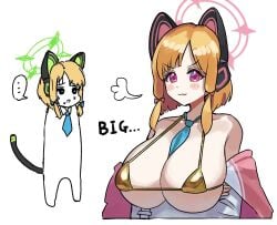 ... 2girls alternate_breast_size animal_ear_headphones animal_ears bikini blonde_hair blue_archive blue_necktie blush bow breasts closed_mouth fake_animal_ears game_development_department_(blue_archive) gold_bikini green_eyes hairbow halo headphones jacket large_breasts long_sleeves midori_(blue_archive) millennium_science_school_student momoi_(blue_archive) multiple_girls necktie open_clothes open_jacket pink_halo red_bow red_eyes short_hair siblings simple_background sisters smile spoken_ellipsis suzume_b swimsuit twins white_background white_jacket