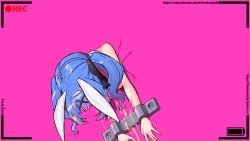 abuse all_the_way_through animal_costume animated blue_hair camera cum cum_through from_behind hatsune_miku humiliation looking_down questionable_consent rabbit_costume rabbit_hole_(vocaloid) rape restrained stuck stuck_in_wall tape