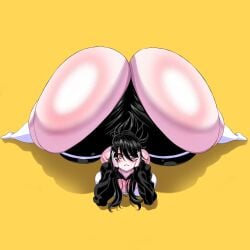 ass ass_bigger_than_body ass_bigger_than_head ass_body ass_eating_shorts big_ass big_breasts black_hair bottom_heavy de_kurayami enormous_ass gigantic_ass hips_wider_than_shoulders huge_ass hyper_ass looking_at_viewer lying_on_stomach massive_ass saavlewd shorts shorts_to_thong tagme virtual_youtuber vtuber wedgie wide_hips