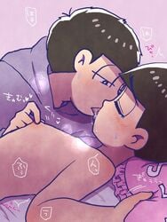 black_hair blush brothers drooling incest kissing licking male_only matsuno_ichimatsu matsuno_karamatsu nipples osomatsu-kun osomatsu-san saliva siblings tagme yaoi