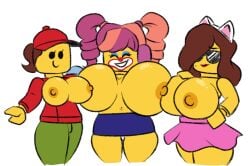 3girls big_breasts lego multiple_girls presenting sirwillydingdong