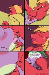 anal anal_oral_sex anal_sex anilingus anus balls big_macintosh_(mlp) blush caluriri closed_eyes cub dialogue dragon earth_pony feral freckles friendship_is_magic furry haystack horse male my_little_pony my_little_pony:_friendship_is_magic on_back oral oral_penetration oral_sex penis pony rimjob rimming sound_effects spike_(mlp) tongue tongue_fucking tongue_out yaoi