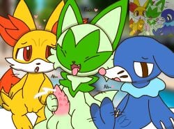 1boy 2024 2girls background balls bench blue_skin blurry_background closed_eyes cum domestic_cat female fennekin fur generation_6_pokemon generation_7_pokemon generation_9_pokemon green_fur heart hearts_around_head komatosse light_green_fur male masturbation outdoors outside penis pezi pokémon_(species) pokemon pokemon_(species) pokemon_sm pokemon_sv pokemon_xy pokephilia popplio public pussy red_eyes red_fur remake remastered sea_lion self_upload sitting sprigatito tail_wagging text white_fur white_sclera yellow_fur