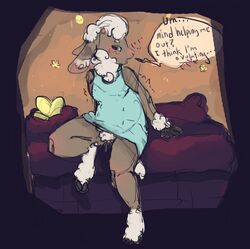 anthro begging caprine clothed clothing elise_(lustylamb) english_text female heart hi_res in_heat lazybutts lustylamb mammal pussy_juice sheep solo text wet