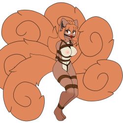 anthro ball_gag bondage bondage bound female gag generation_1_pokemon hi_res nintendo ofdark pokemon pokemon_(species) rope solo vulpix