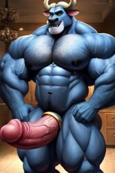 ai_generated balls bara buffalo chief chief_bogo cock cock_ring huge humanoid male male_only masturbation muscles muscular nipples nude only pecs penis puffy solo zootopia