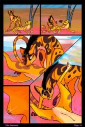 2016 cheetah comic disney feline female female_feral feral fuli fur hair licking lytschi male mammal paws penis simple_background smile spots the_lion_guard the_lion_king tongue tongue_out