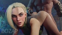 1boy 1girls 3d animated bozap cammy_white cowgirl_position doom doom_slayer_(doom) female from_behind gauntlets girl male male/female mp4 sex sound street_fighter video woman