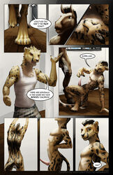 annoyed cheetah comic cum dialogue equine erection feline horse jade king_cheetah male_only mammal mohawk panels penis pose the_cherret_awaits wood