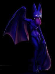 1boy 2016 anthro bat drooling elpatrixf fangs flaccid golbat highres male male_only mammal navel nintendo nipples open_mouth penis pokemon pokemorph saliva solo tongue wings zab_(elpatrixf)