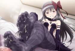 1boy 1girls 2024 ai_generated akemi_homura akemi_moemura akuma_homura artist_request bad_anatomy black_hair black_panties blush blush_lines female foot_fetish foot_focus footjob goddess human human_only long_hair magia_record:_mahou_shoujo_madoka_magica_gaiden magical_girl mahou_shoujo_madoka_magica male not_furry panties pantyhose penis penis_grab puella_magi_madoka_magica smile smiling soles toes very_long_hair white_skin white_skinned_female young