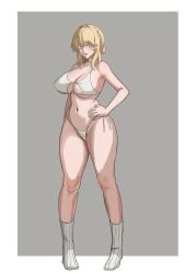 1girls big_breasts blonde_hair breasts cleavage elden_ring female female_only fromsoftware needle_knight_leda shadow_of_the_erdtree socks thick_thighs