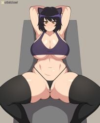 1girls armpits black_hair blake_belladonna breasts cat_ears catgirl female hips huge_breasts light-skinned_female light_skin notkadraw rwby short_hair thick_thighs thighs wide_hips