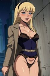 ai_generated blonde_hair blue_eyes coat dc_comics dcau doniai headband kara_danvers kara_zor-el large_breasts lingerie supergirl superman:_the_animated_series superman_(series)