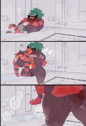 anthro bath bathing bathroom carrying_another duo generation_7_pokemon generation_8_pokemon genitals hi_res hyaku_(artist) incineroar male male/male nintendo penis pokemon pokemon_(species) rillaboom tagme