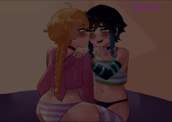 2boys 2femboys aether_(genshin_impact) animated blush femboy femboy_on_femboy gay genshin_impact kissing kissing kumo_no_mae male male/male male_only moan moaning mp4 on_bed panties ponytail ponytails sound stockings tagme trap venti_(genshin_impact) video voice_acted yaoi