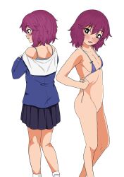 1girls aurel_cham bikini_top character_sheet cute female flat_chest original original_artwork original_character partially_clothed red_hair small_breasts softcore