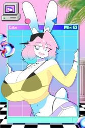 1girls big_breasts breasts cleavage female female_only furry huge_breasts peanut_butter_(theycallhimcake) rabbit retro solo_female theycallhimcake thick_thighs vaporwave wide_hips