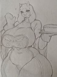 234o234o anthro curvy_female drawing furry goat_humanoid heart_around_head holding_object large_breasts motherly oven_mitts pudgy_belly sketch thick_thighs toriel undertale undertale_(series) wide_hips